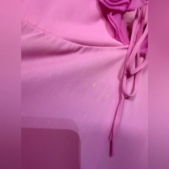 Vintage 1960s RARE Pink Ruffled Loungewear Jumpsuit - Picture 9 of 12